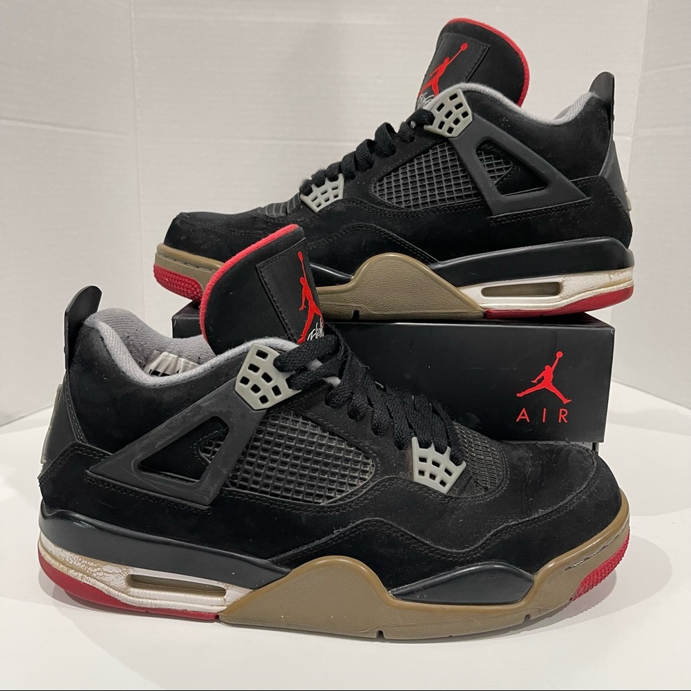 NIKE AIR JORDAN IV 4 RETRO OG BRED 2012 BLACK CEMENT FIRE RED WHITE MEN’S SZ 9.5